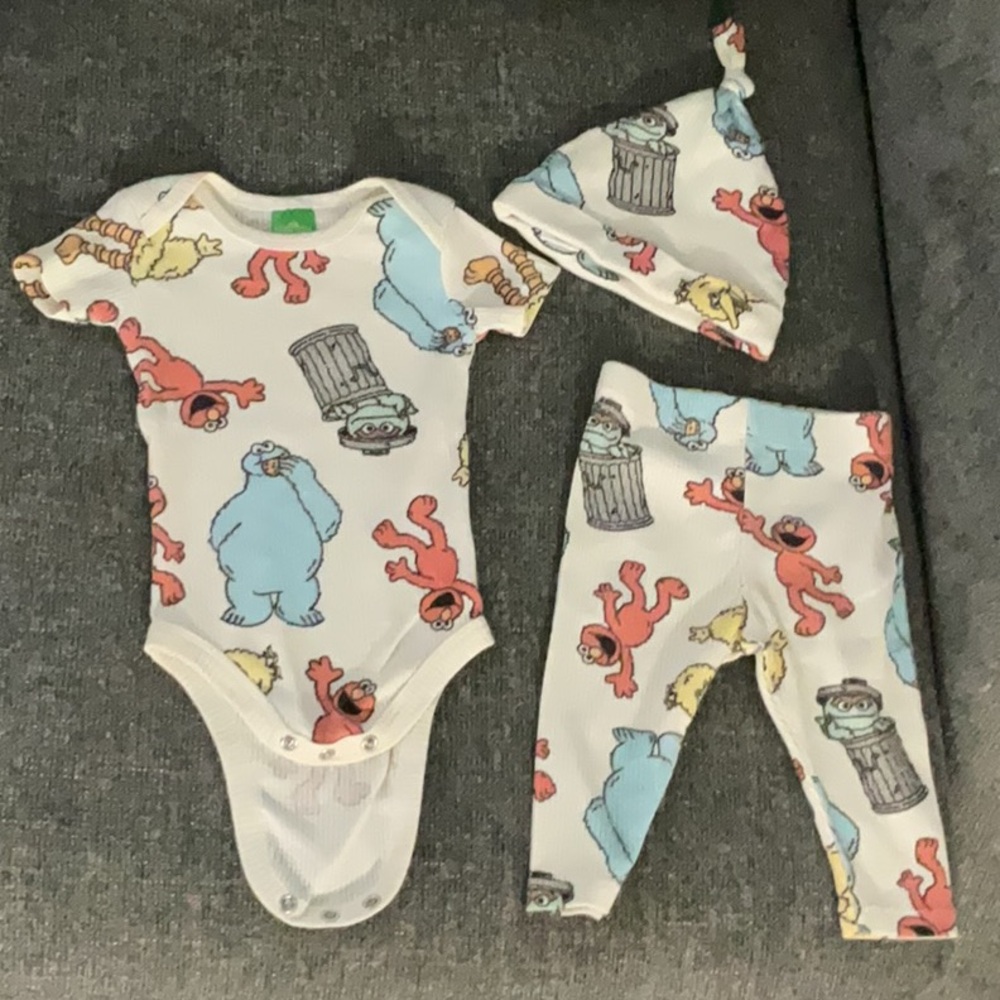 Sesame Street White Bodysuit Collection with Playful Prints